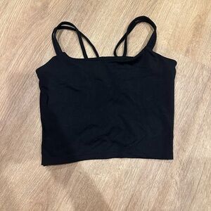 Black active Crop Top sports bra with cris cross back